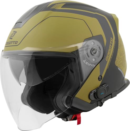 Bogotto H586 BT Illus Bluetooth Jethelm, schwarz matt/Gold, 2XL