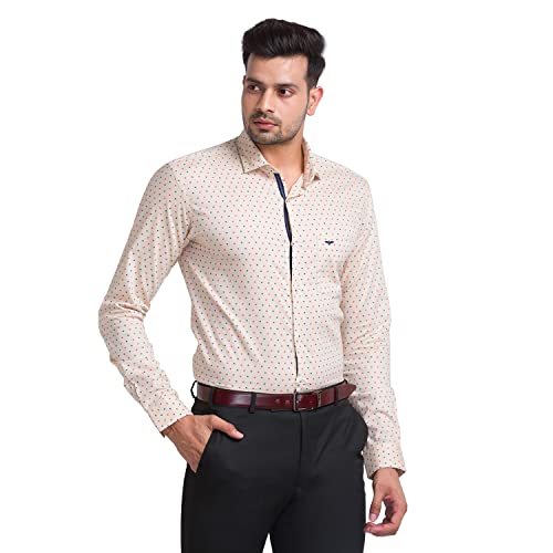 Image of Park Avenue Men's Pure Cotton Print Pattern Slim Fit Cut Away Collar Full Sleeve Casual Shirt