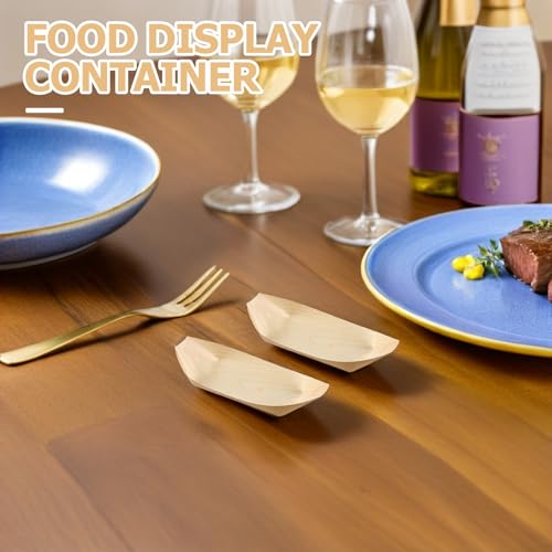 Platos desechables en forma de barco de madera 150 pcs miniatura 4