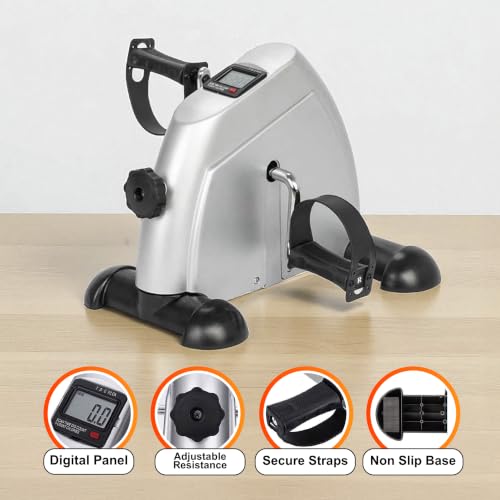 Image of Ciclovida Pedal Exerciser - Under Desk Bike for Arms and Legs, Adjustable Resistance, LCD Display, Physical Therapy & Rehab, Non-Slip Straps, Home & Office