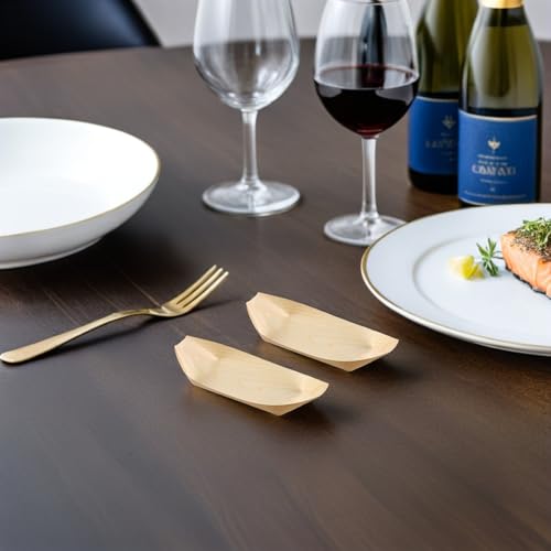 Platos desechables en forma de barco de madera 150 pcs miniatura 5
