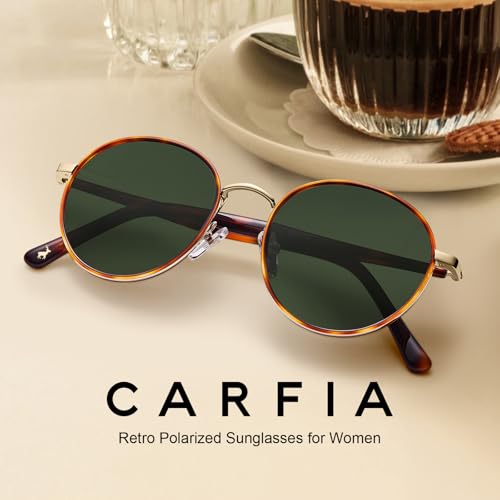 CARFIA Retro Round Polarized Sunglasses for Women UV Protection — view 4