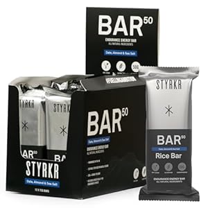 Energy Bars by Styrkr – Pack of 12 Rice Bars for Cycling & Running – Date, Almond & Dark Chocolate – Approved by Endurance Athletes – 50g of Carbs via Advanced Dual-Carb Formulation – BAR50-12x