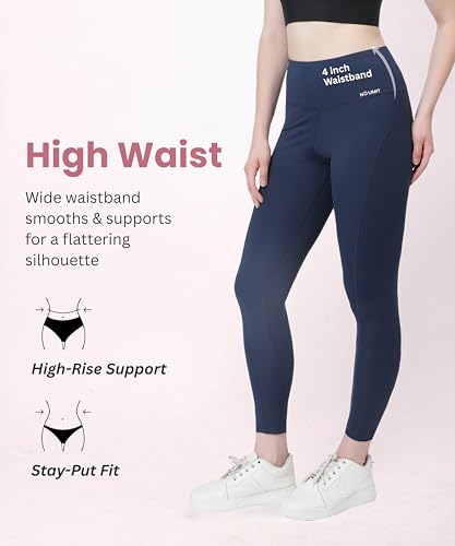 Image of GLAMORAS Women's Polyester Spandex High Waist Gym Leggings with Side Pocket, 4-Way Stretch, Squat-Proof, Moisture-Wicking Workout Tights for Running, Gym, Fitness, Training, Yoga & Activewear