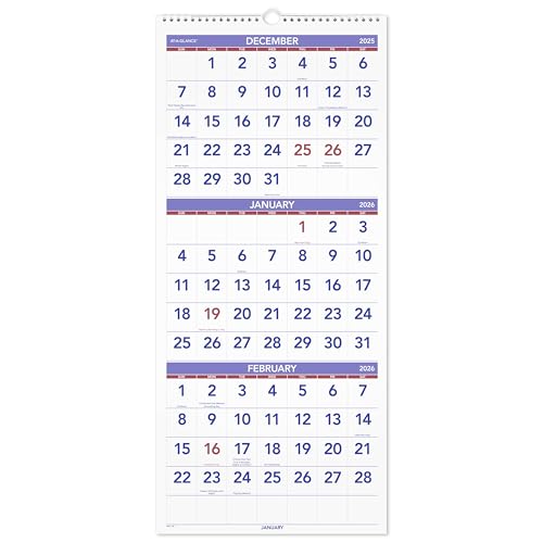 at-a-glance 2026 wall calendar 1234 x 2734 large vertical 3-month reference pm112826