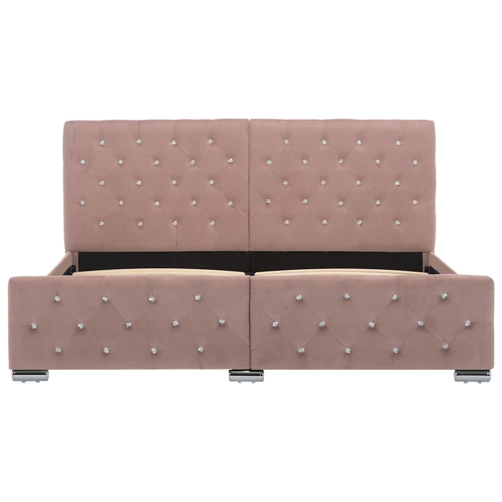 Cadre de lit rose velours 160 x 200 cm