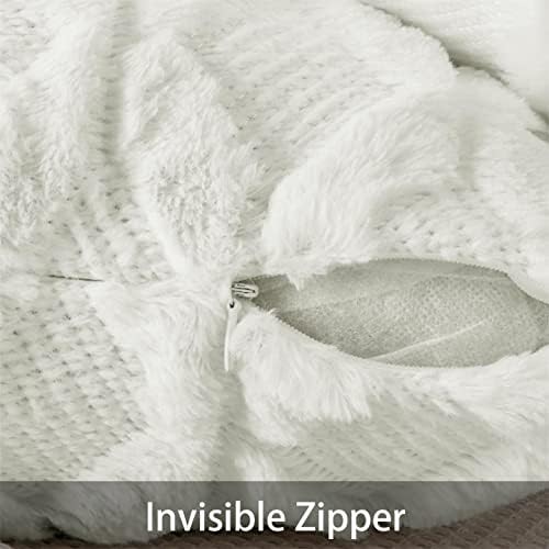 Yomshi Set of 2 Soft Plush Square Boho Cushion Covers Short Wool Decorative Pillow Cases Luxury Style Throw Pillow Covers European Pillow Shell for Sofa Bedroom Light Beige 40x40cm (16x16 inch)
