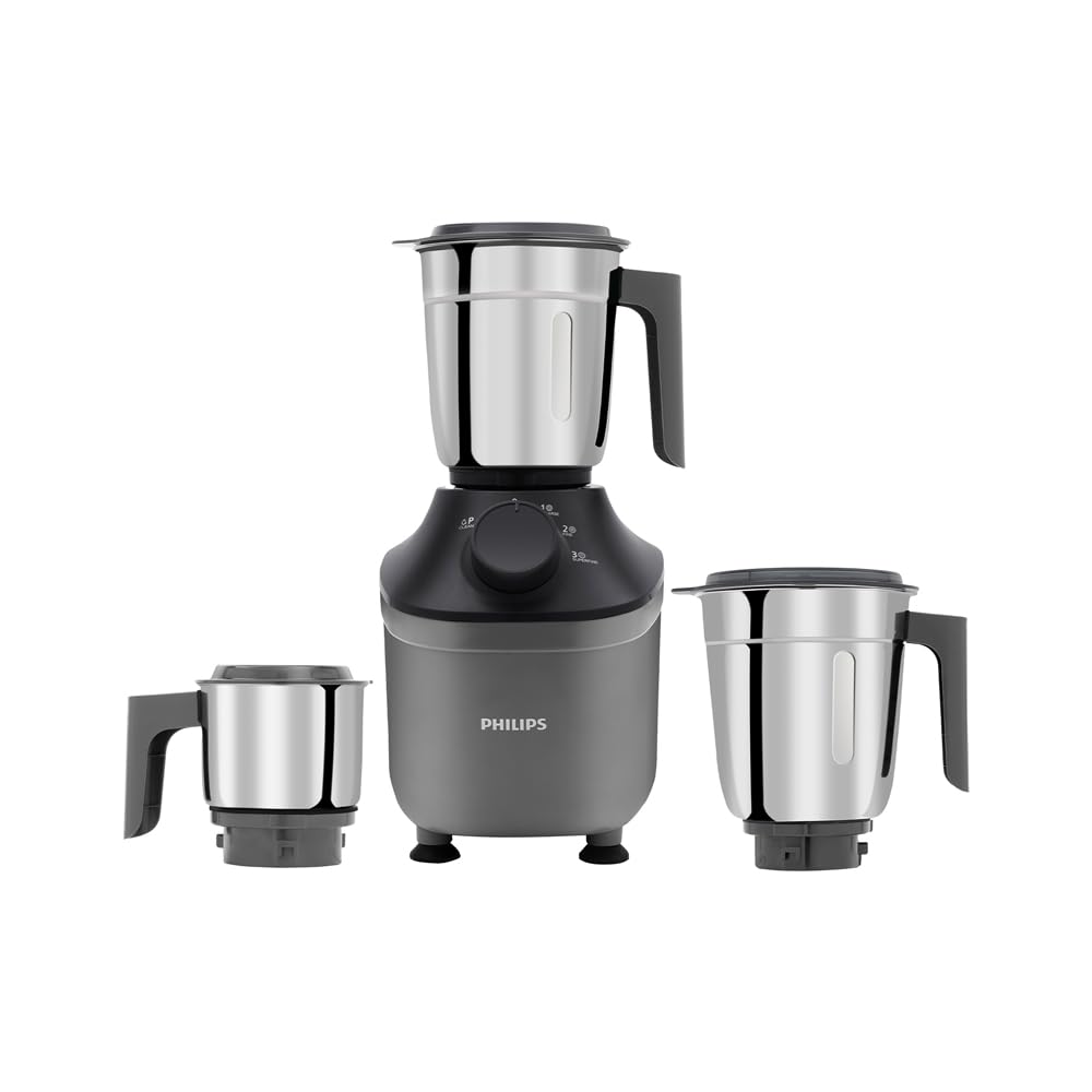 PHILIPS HL7770/00 Mixer Grinder, 800 Watt Powerful motor, 3 Jars, MicroGrind technology : Grind even 1 pepper; Choose Coarse, Fine, or Superfine for perfect textures every time, Grey