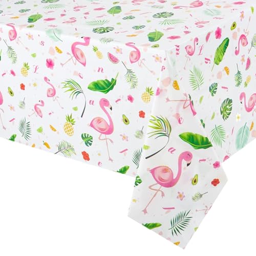 WERNNSAI Toalha de mesa rosa para festa flamingos - 274 x 137 cm anãs tablecloth descartável plástico, suprimentos de festa para menina piquenique decorações de aniversário