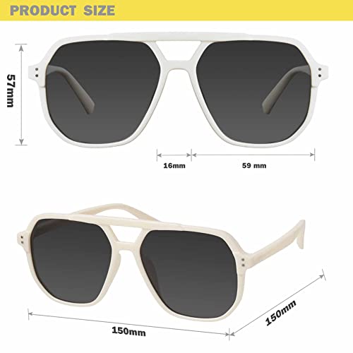 Image of mosanana Oversized Aviator Sunglasses for Women with Polarized Lens MS52243 | Geometric Big Frame, Designed for Daily Outfits, Travel and Fashion Looks
