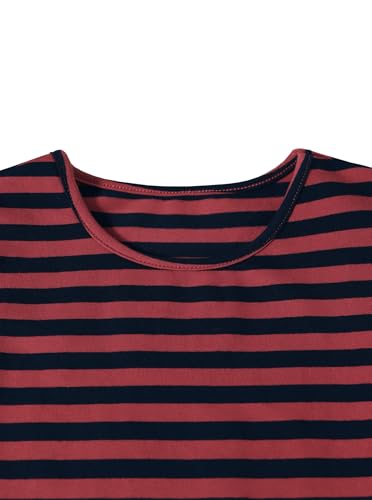 Image of Girls Striped Shirt Flutter Sleeve Top Crewneck Cute Summer T Shirts Casual Tees Red Blue 9-10 Years