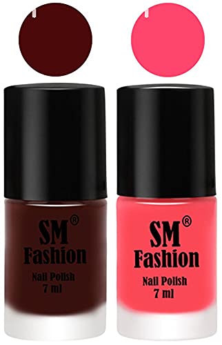 Image of Long Lasting Nail Polish | Nail Paint Combo 7 ml Each) - Set of 2 Wine-Pink
