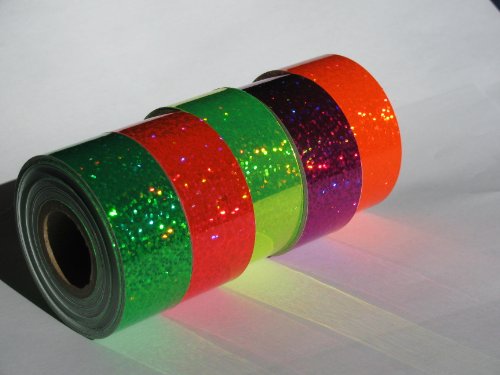 5 Rolls of Glittering Sparkle Hoop Tape, Neon Color Mix, Holographic
