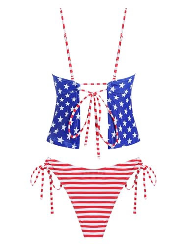 Image of ZAFUL Women's V Neck Textured Knot Tie Ruffle Trim Tankini Swimsuits