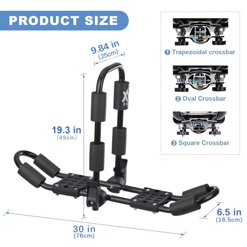 XGeek Kayak Roof Rack 4-in-1 Set of 2 for Kayak, Surfboard, Canoe and Ski Board Rooftop Mount Carrier Folding Adjustable Bilateral J-Style Rack on SUV, Car and Truck by XGeek - Image 3