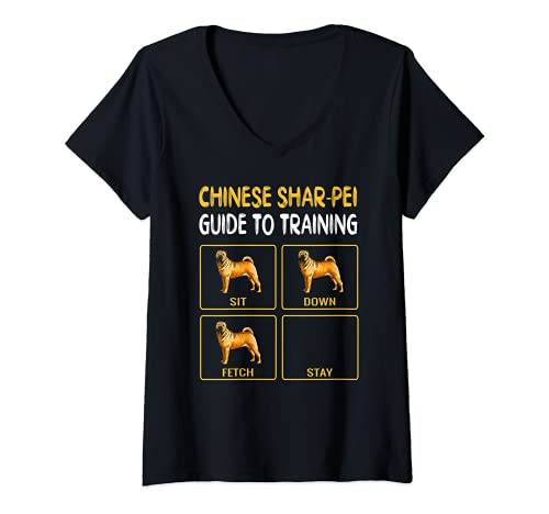 Womens Chinese Shar-Pei Guide To Training Dog Obedience V-Neck T-Shirt, Black