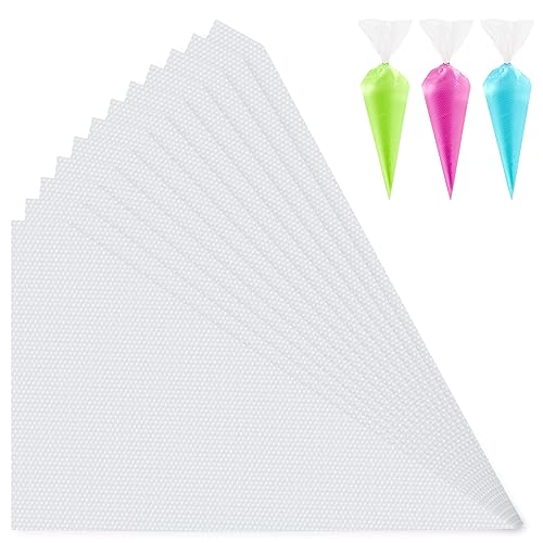 100 Pcs Disposable Piping Bags 10inch Anti Burst Pastry Bags Pastry Bag Pastry Crimpers Icing Piping Bags for Frosting Ideal for Cake Macarons Dessert Decorations Cookies Baking Cupcakes (Clear)