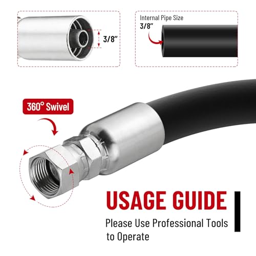 Image of 12 Pack 3 /8 inch Hydraulic Hose Fittings, 3 /8 inch I.D. Hose x 1 /2 inch JIC 37 Female with Protection Cover Hydraulic Hose End Swivel Crimp Fitting Kits