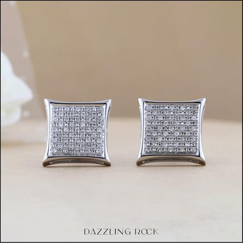 Dazzlingrock Collection 0.20 Carat (ctw) Round White Diamond 12.20mm Kite Shape Micro-pave Hip Hop Iced Out Studs in 925 Sterling Silver, Unisex Design Ladies, Mens Real Diamond Earrings3