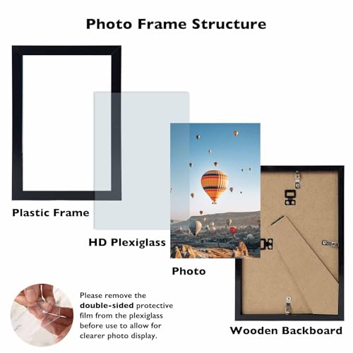 Image of JCJMY 9x12 Picture Frame Black for Wall Hanging, Wall Mounting Horizontally or Vertically, 9 x 12 Wall Gallery Poster Photo Frame with Shatter Resistant Plexiglass, Black