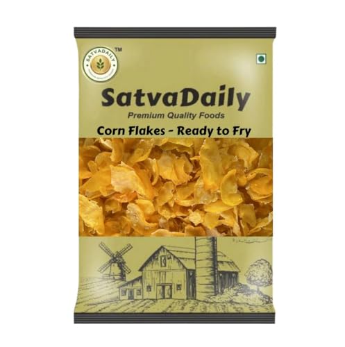 SatvaDaily Dried Corn Flakes Fryums 400g - Dried Maize Poha - Pressed Corn - Ready-to-Fry | Perfect for evening snacks