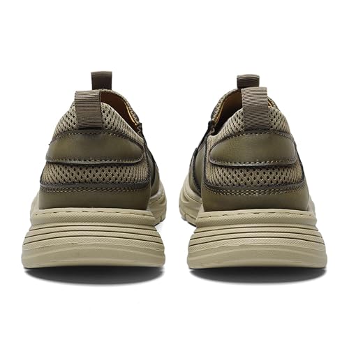 Men's Walking Genuine Leather Casual Sneakers,Comfortable Soft Walking Loafers,Perforated Breathable Design Wear-Resistant Non-Slip Lightweight Sandals Shoes4