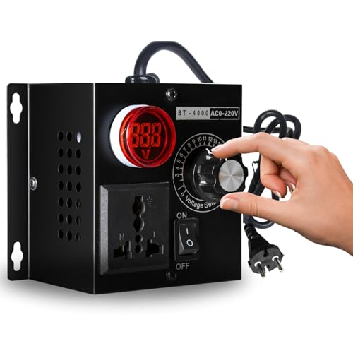 DEWIN Regulador de Voltaje,220VAC 4000W Regulador de Velocidad Ajustable SCR Controlador de Velocidad AC220V Reductor Dde Luz (EU Plug)