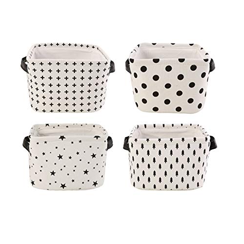LessMo Juego de 4 Caja de Almacenaje, Engrosada Caja de Almacenamiento de Tela de Lona Plegable con Asas para Hogar Oficina Estanterías Armarios Ropa Juguetes y mas