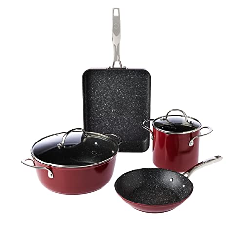 Curtis Stone 6-piece Dura-Pan Nonstick Cookware Set (Red)