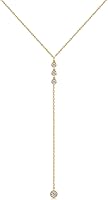 Vista 17 de Metzakka Handmade Sterling Silver Lariat Necklace, Simulated Diamond Dainty Drop Y Chain Necklace for Women Gold with Gift Box