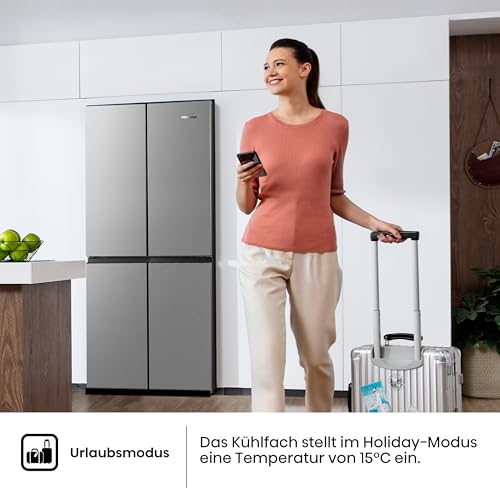 Hisense RQ563N4SI2 Cross Door Kühl-Gefrierkombination/ NoFrostPlus/ Inverter-Kompressor/ HolidayMode/ SuperCool/ 181 cm/ Kühlteil/ Gefrierteil/ 40 dB/ 279 kWh/ Jahr/ Inox-Look 454L – Bild 11