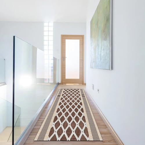 Alfombra de pasillo de cocina marrón 40x450 cm lavable antideslizante 6