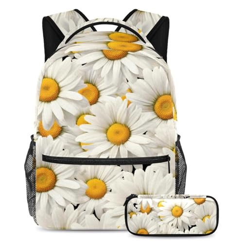 Sac à dos marguerite 2 pièces grande capacité avec trousse pour étudiants