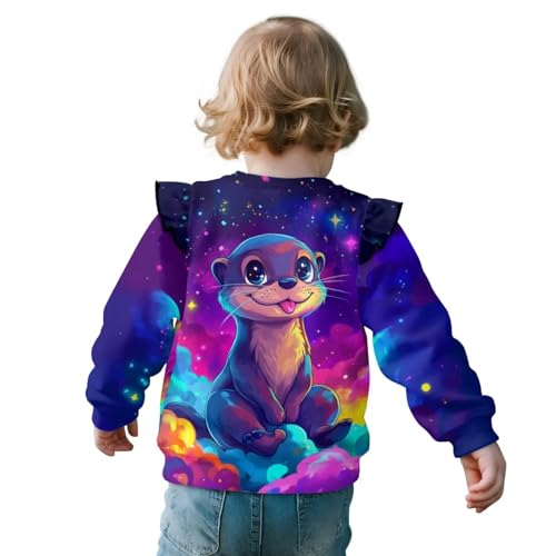 Kawaii Long Sleeve Shirts for Girls Ruffle Sleeve Sweatshirts Toddler Clothes for Girls Athletic Tops Size 1-82