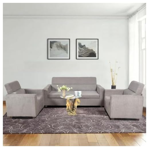 CASASTYLE Silva 5 Seater Fabric 3+1+1 Sofa Set (Light Grey)