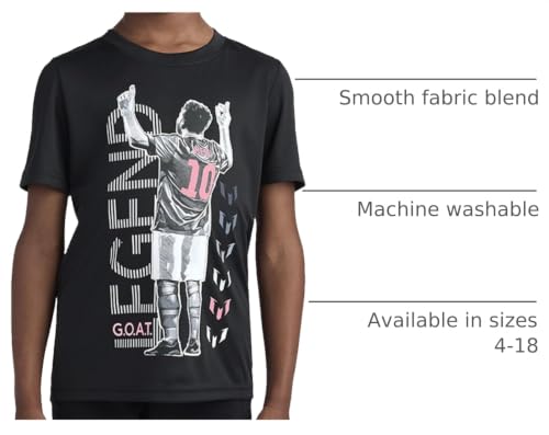 Image of Messi Boys' Lifestyle Short Sleeve Top, Loose-Fit Shirt with Logo, Comfortable, All-Day Wear