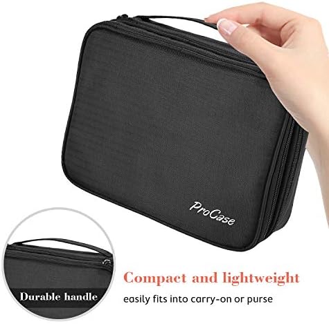 ProCase Travel Jewelry Case Organizer Bag, Soft Padded Double Layer Jewelry Carrying Pouch Portable Jewelry Storage Box Holder for Earrings, Rings, Necklaces, Bracelets, and Chains –Black