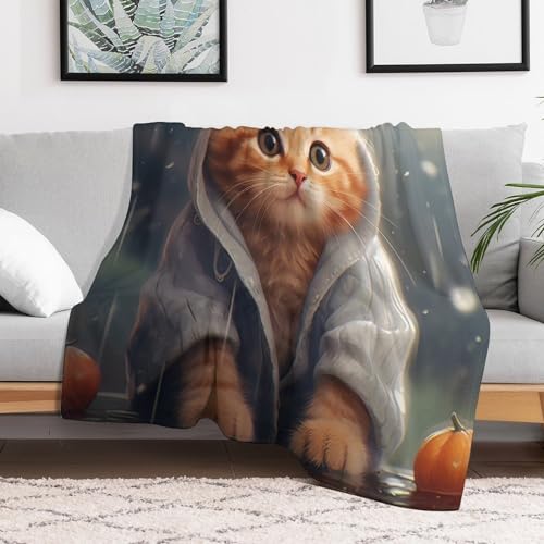 Manta de franela para sofá cama microfibra suave con estampado de gatos 3