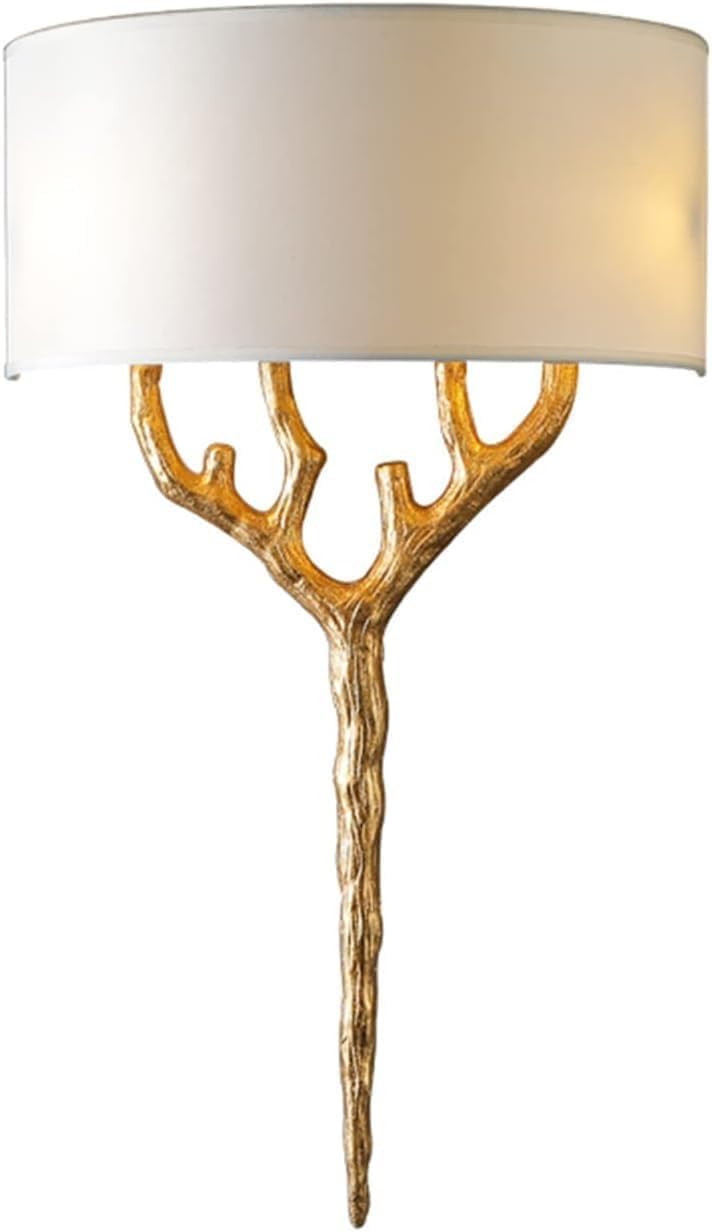 CWCQGH Wall Sconces Simple All Copper Lamp Aisle Stair Lamp Fabric Shade Sconce Light Bedroom Bedside