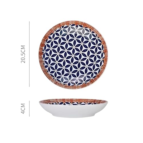 Image of Ceramic Dinner Plates Set of 1, 8 Inch Porcelain Salad Dessert Round Plates, Microwave, Oven and Dishwasher Safe, Kitchen Plates, Serving Dishes plates (DINNER PLATE HONEYCOMB PRINT 1, pack of 1)