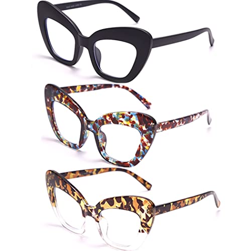 Image of 3 pack Blue Light Blocker Reading Glasses Cat eye Frame Readers Eyeglasses for Women