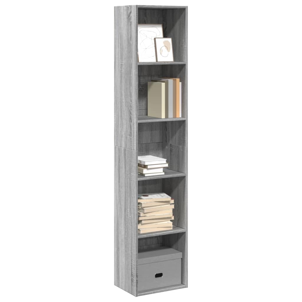 Libreria grigio Sonoma, 40 x 30 x 189 cm, in legno, per soggiorno, ufficio, corridoio, decorazione