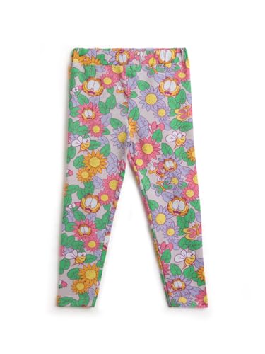 Image of The Souled Store Garfield: Floral Girls Pull On All Over Printed Regular Fit Cotton Leggings (2-8 Yrs)