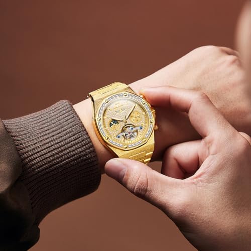 Image of OLEVS Automatic Mens Watches Self Winding Mechanical Business Luxury Dress Wrist Watch Stainless Steel Waterproof Luminous Day Date