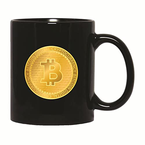 Bitcoin Gift Idea for Crypto Fans Golden Coin with Bitcoin Finances 11oz 15oz Black Coffee Mug
