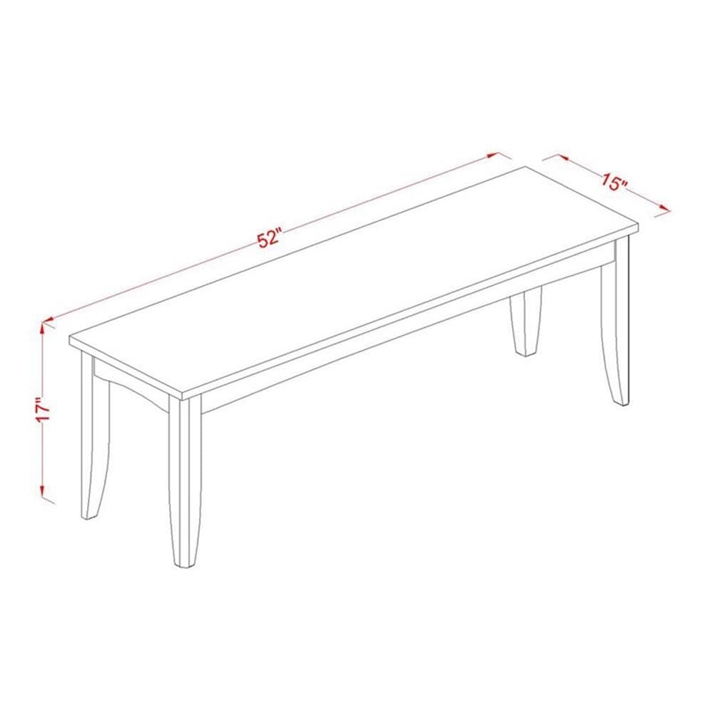 East West Furniture PFB-CAP-W Parfait Dining Table Bench with Wooden Seat, 52x15x17 Inch, Cappuccino