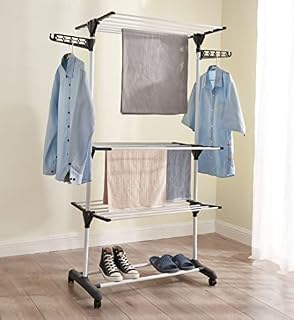 Vivo Technologies Clothes Drying Rack 4-Tier Folding Clothes Airer,Stainless Steel Laundry Drying Rack Collapsible Clothes Rack,Expandable Clothes Drying Rack Indoor-Outdoor Dryer Hanger Rack