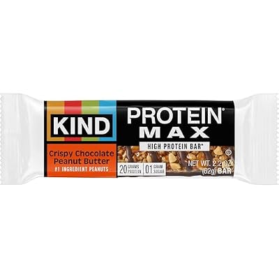 KIND Protein MAX Crispy Chocolate Peanut Butter Snack Bars, 20g of Protein, Keto Friendly, 1g of Sugar Per Bar, Gluten Free, 12 Count Box