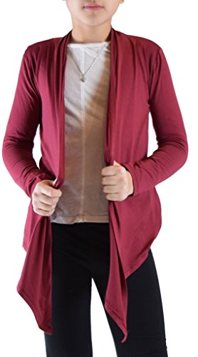 Dinamit Jeans Big Girls' Long Sleeve Flyaway Cardigan Sweater Wine XL