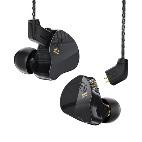 Yinyoo CCZ Melody In-Ear-Ear-Monitors Hybrid 1BA 1DD HiFi Auriculares con Cable, Deep Bass Lightweight In Ear Auriculares IEM para músico/Baterista/Bajista (Negro, sin micrófono)